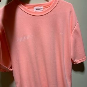 Awesome Apparel bright pink tee. Size M